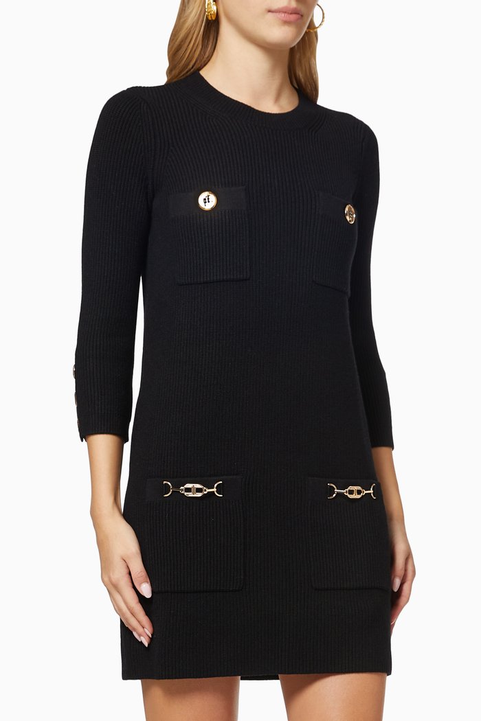 

Boxy Dress in Viscose Rib-knit, Black
