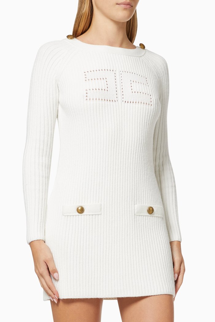 

Mini Dress in Viscose Rib-knit, White