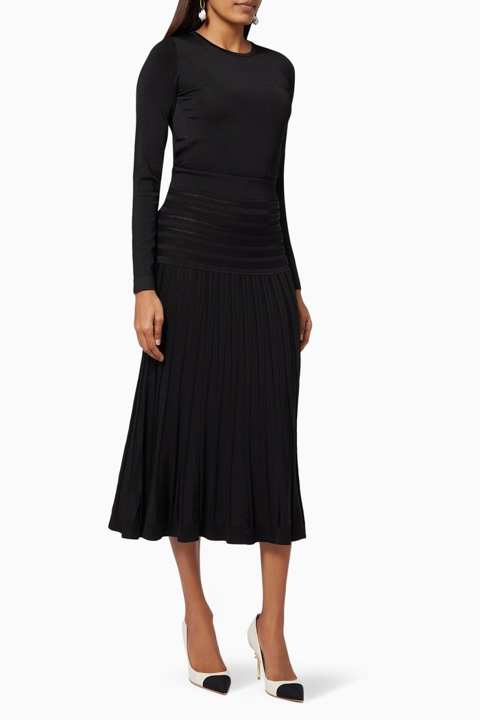 

Midi Dress in Stretch Viscose, Black