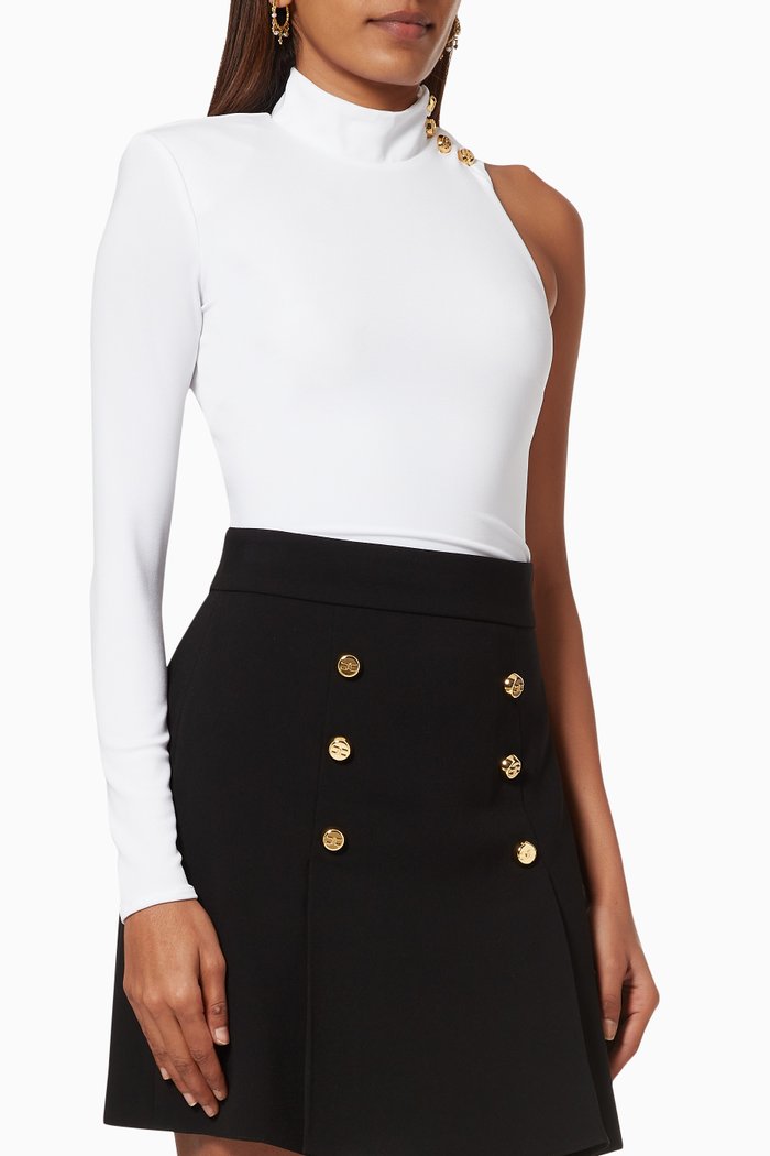 

Asymmetric Bodysuit in Viscose Jersey, White