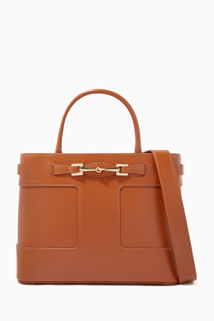 

Small Shopper Bag in Faux Leather, Brown