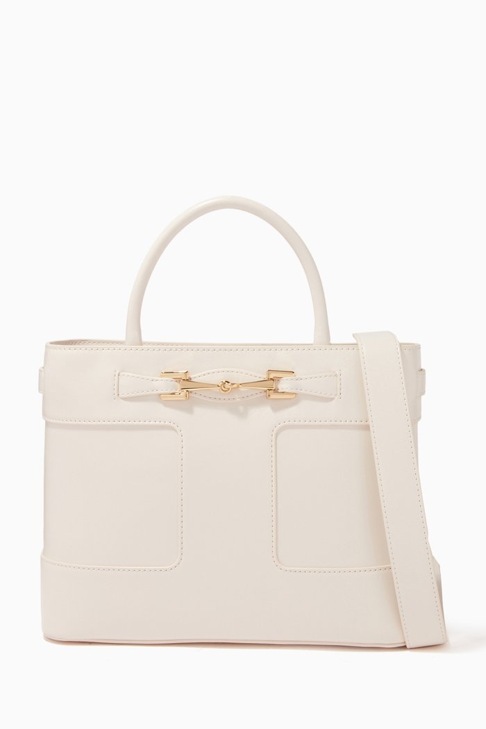 

Small Shopper Bag in Faux Leather, White