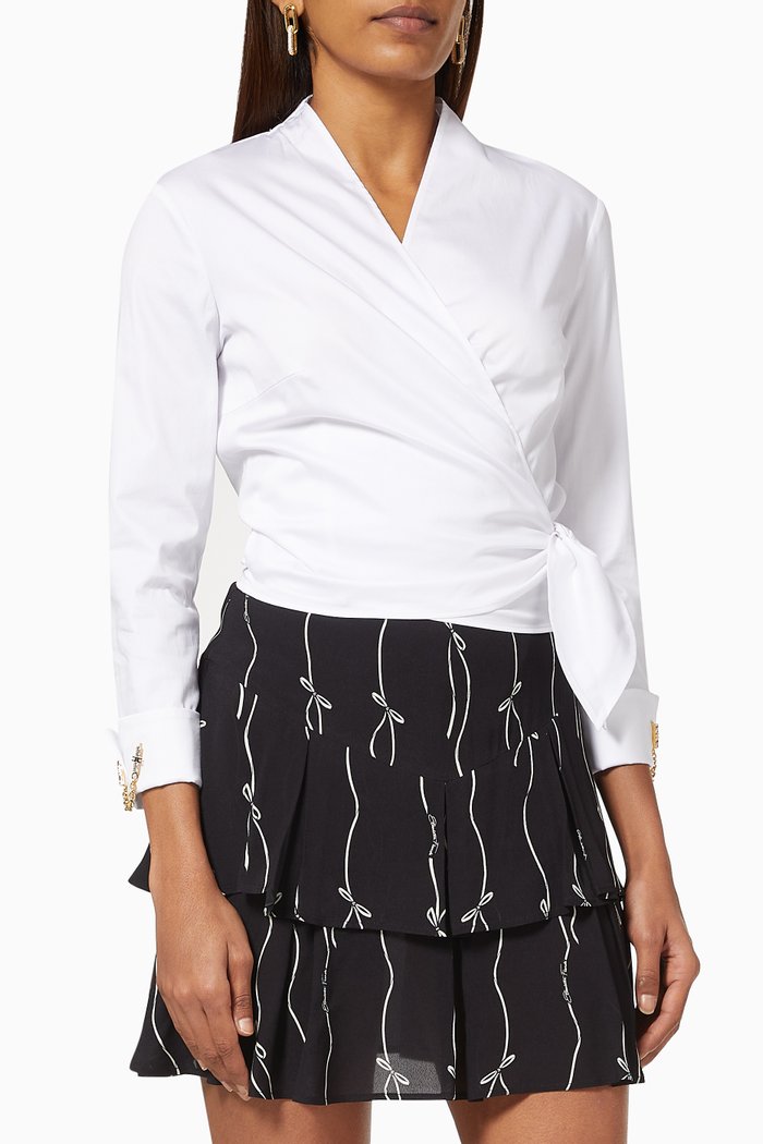 

Wrap Shirt in Stretch Fabric, White