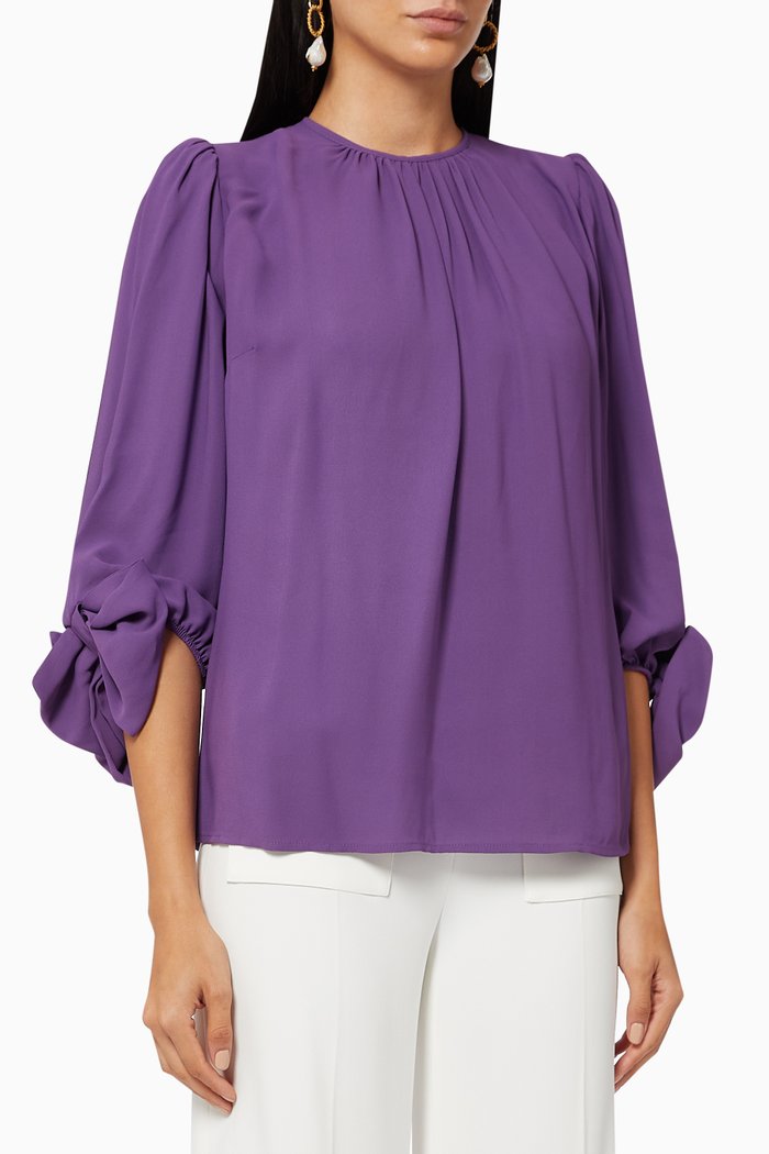 Blouse in Viscose Georgette, Purple