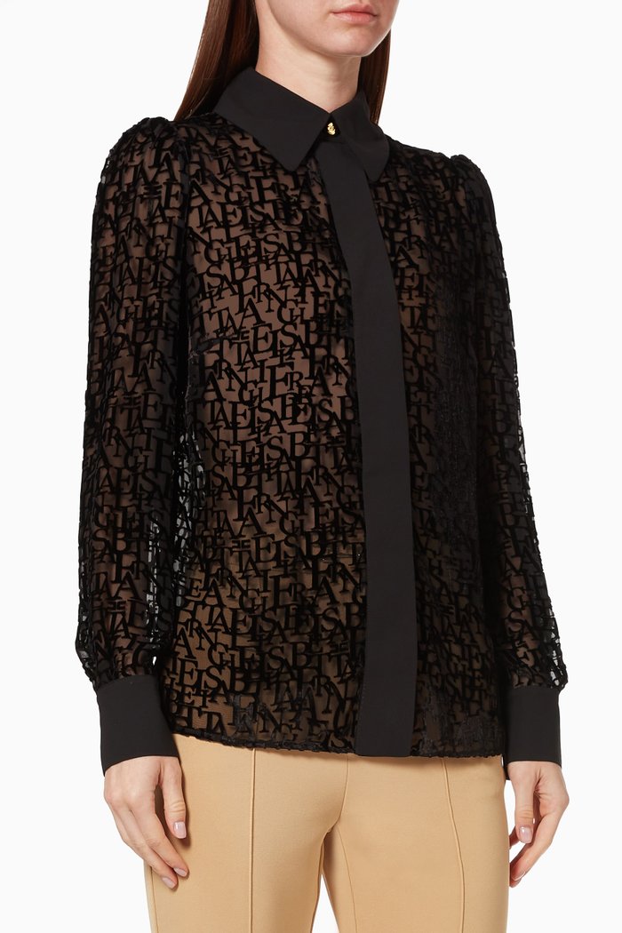 

Blouse in Logo Lettering Devoré, Black