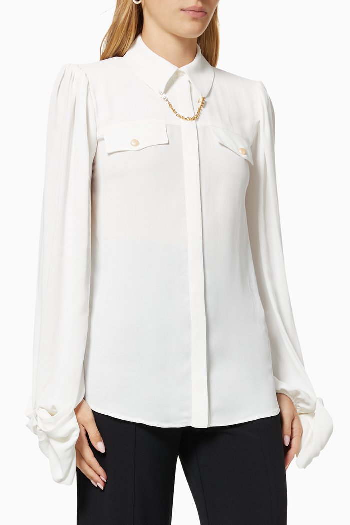 

Bow & Charm Blouse in Viscose Georgette, White