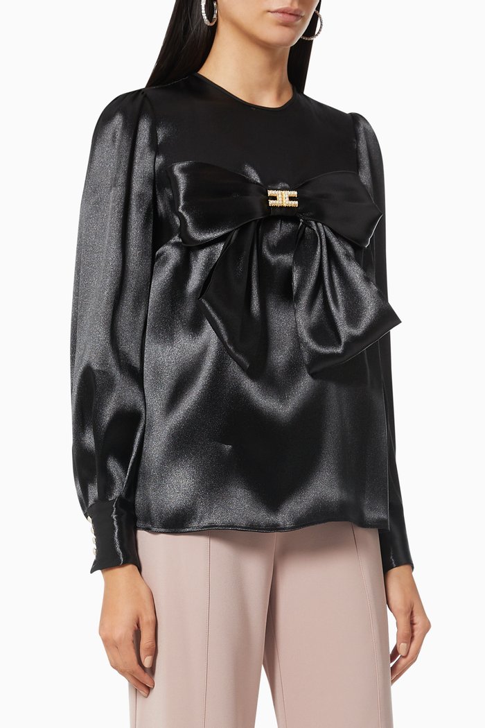 

Bow Blouse in Iridescent Organdie, Black