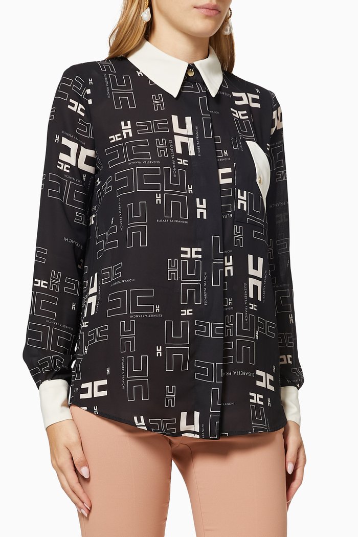 

Blouse in Logo Georgette, Black