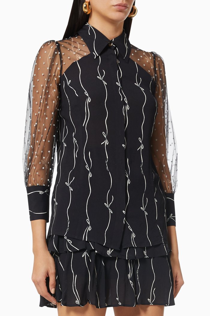 

Shirt in Bow Crêpe & Organza Voile, Black