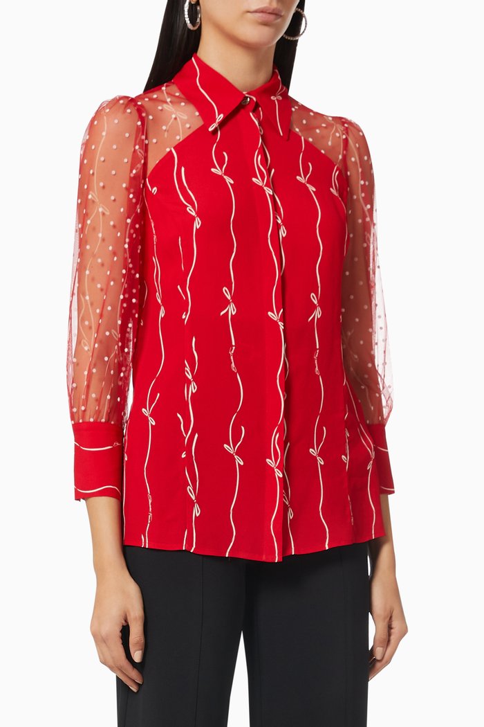 

Shirt in Bow Crêpe & Organza Voile, Red