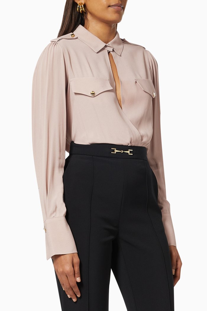 

Crossover Bodysuit in Viscose, Pink