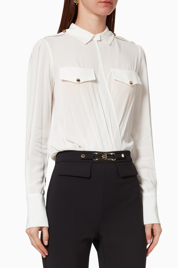 

Crossover Bodysuit in Viscose, White