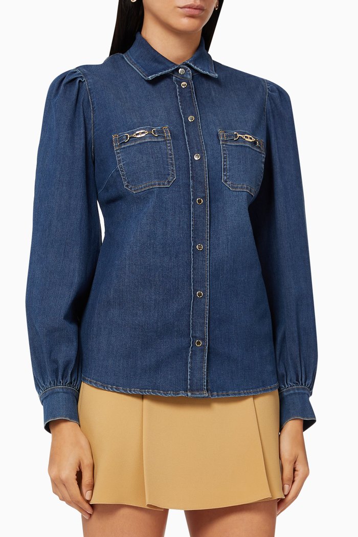 Shirt in Cotton Blend Denim, Blue