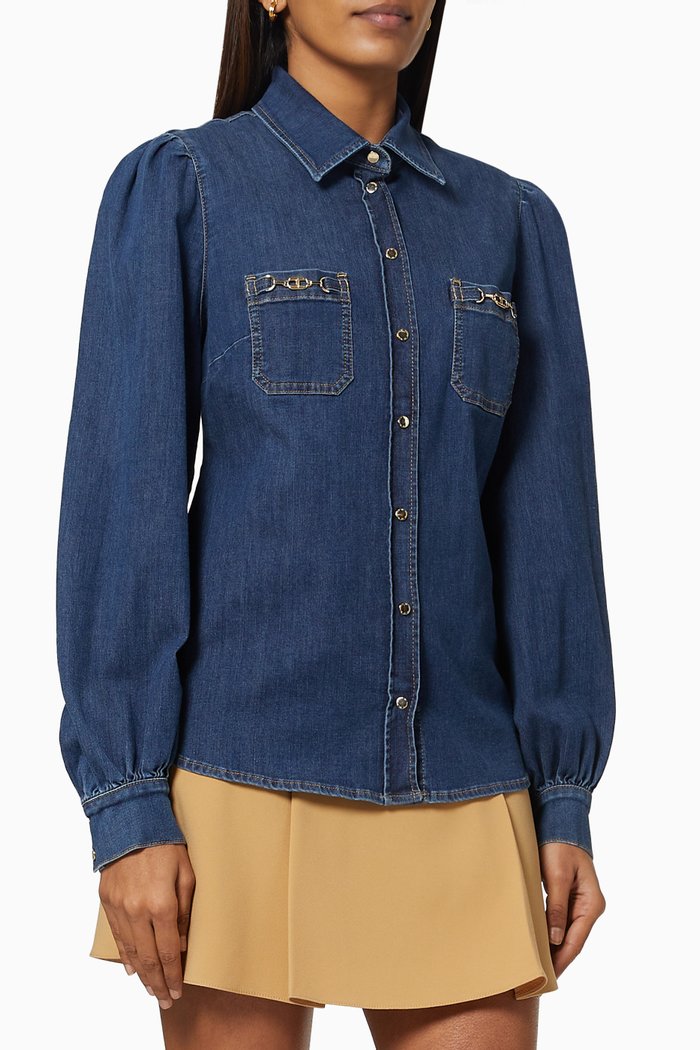 Shirt in Cotton Blend Denim, Blue