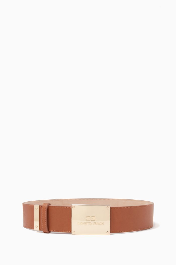 

Logo Belt in Leather, Brown
