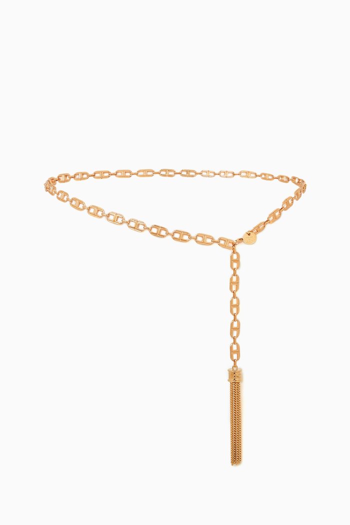 

Horse Bit Chain Belt with Tassel, Gold