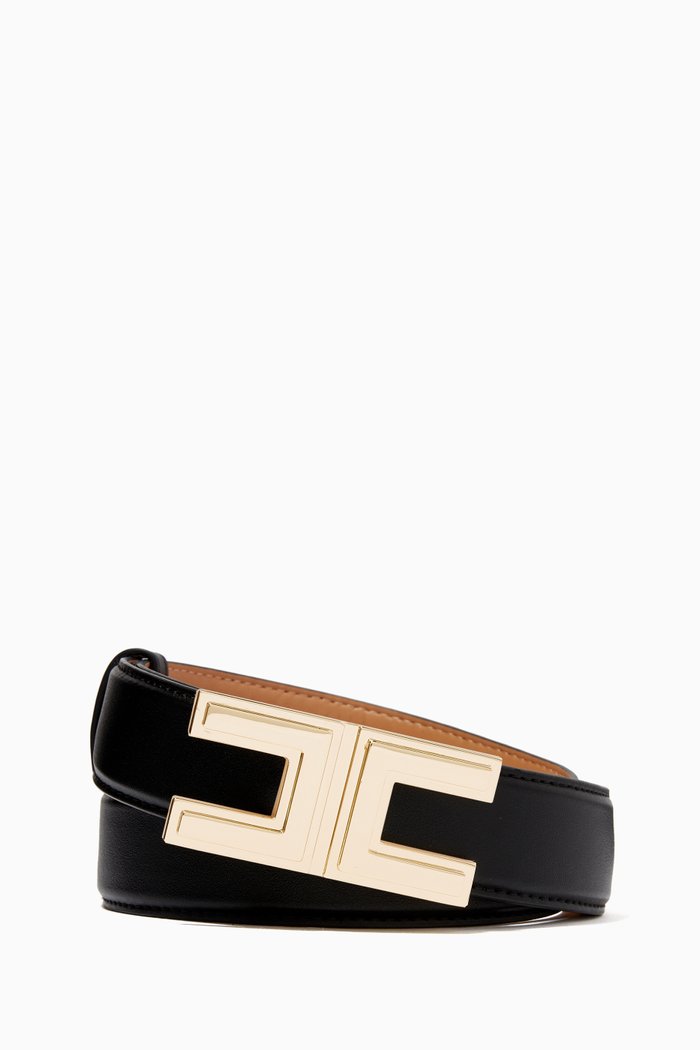 

Logo Belt in Faux Leather, Black