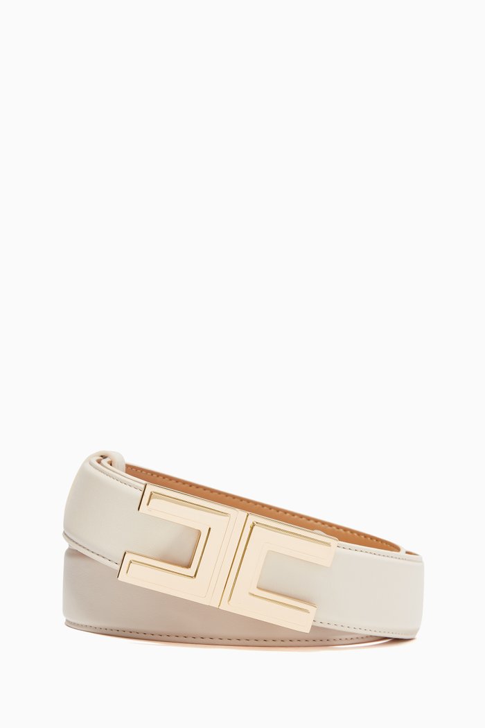 

Logo Belt in Faux Leather, White