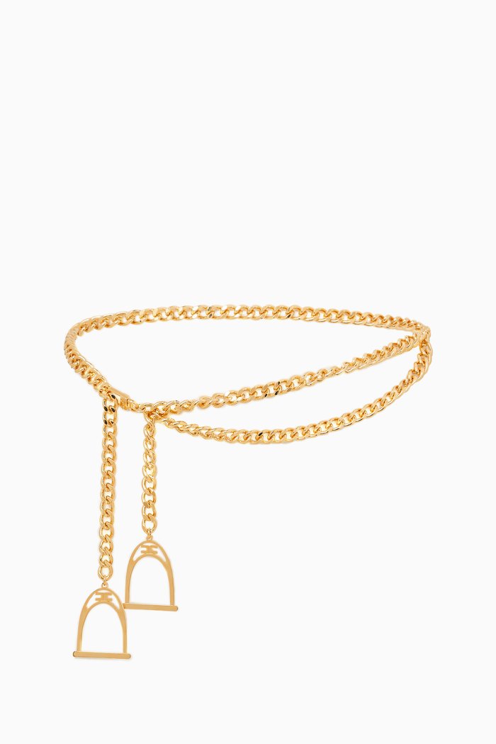 

Horse Stirrup Chain Belt, Gold