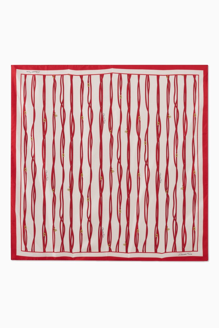 

Large Foulard Scarf in Logo Belt Silk Twill, Red