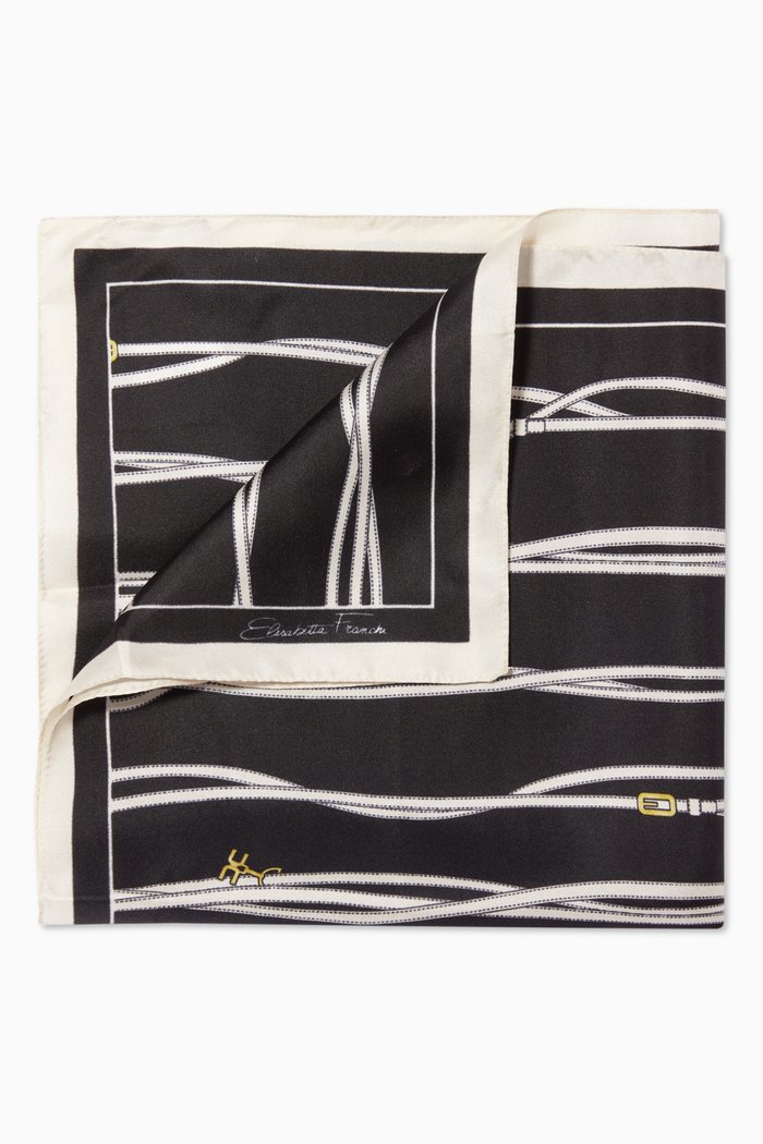 

Small Foulard Scarf in Logo Belt Silk Twill, Black