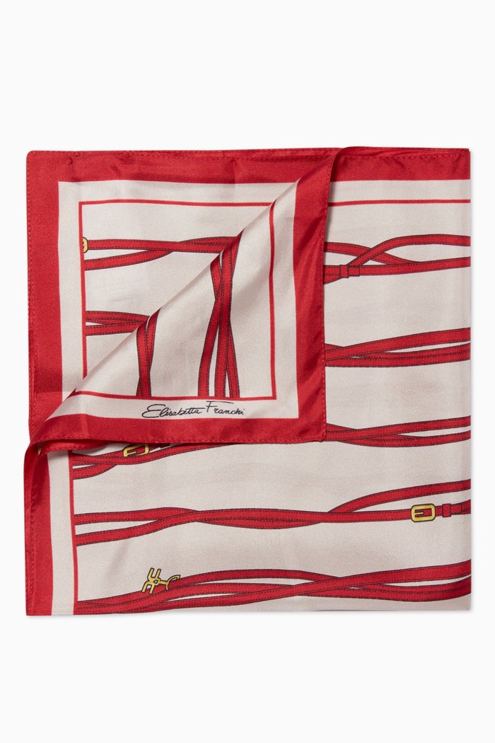 

Small Foulard Scarf in Logo Belt Silk Twill, Multicolour