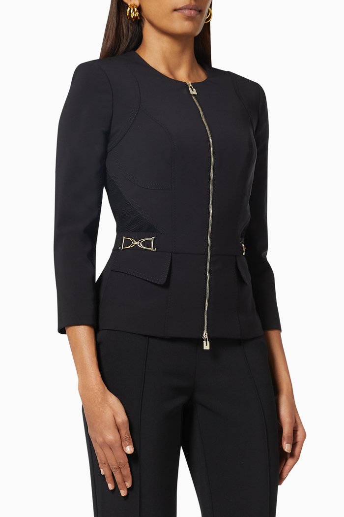 

Zip Jacket in Bi-elastic Fabric, Black
