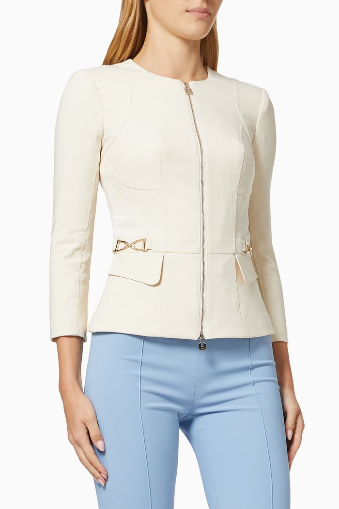 

Stirrup Peplum Jacket, White