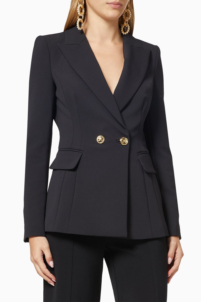 

Double C Horsebit Jacket in Crêpe, Black