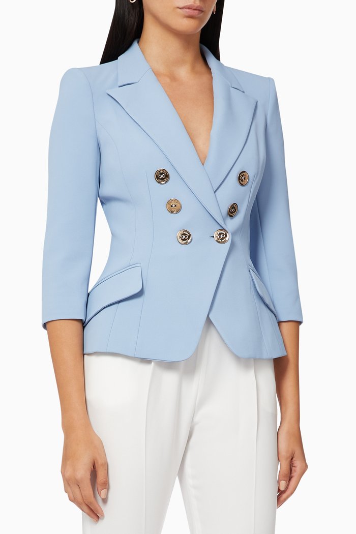 

Double-breasted Jacket in Crêpe, Blue