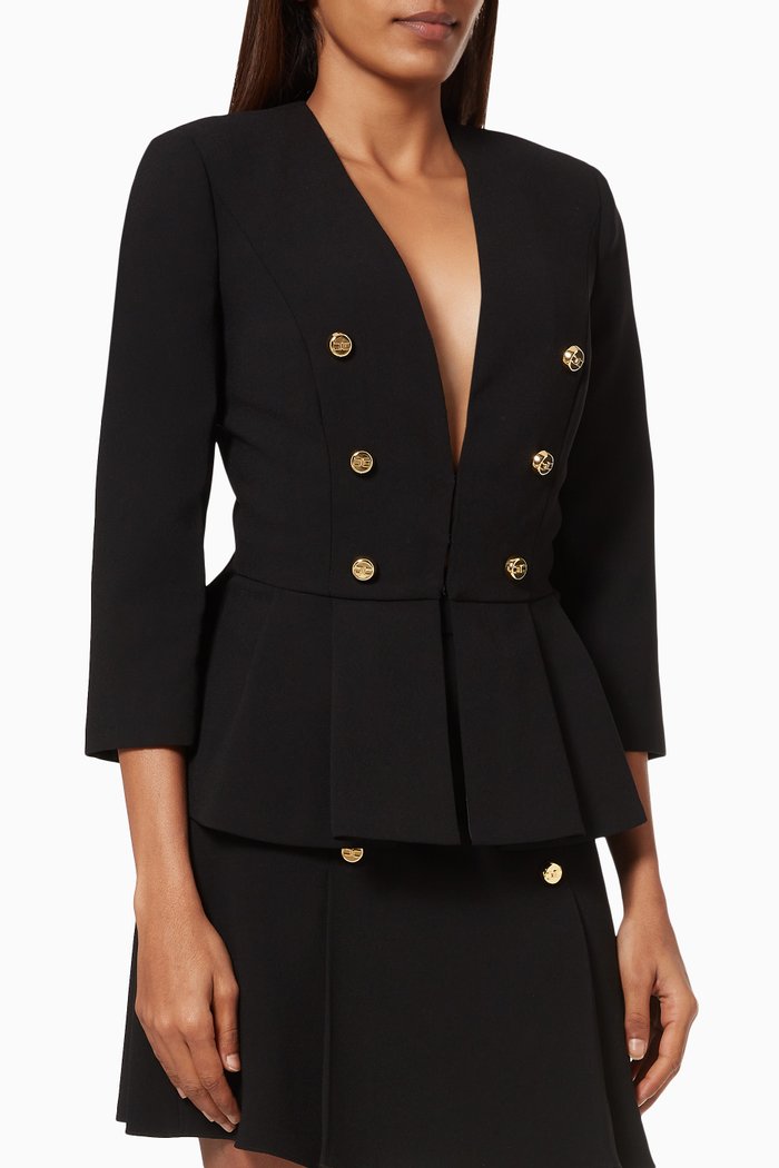 

Peplum Jacket in Crêpe, Black