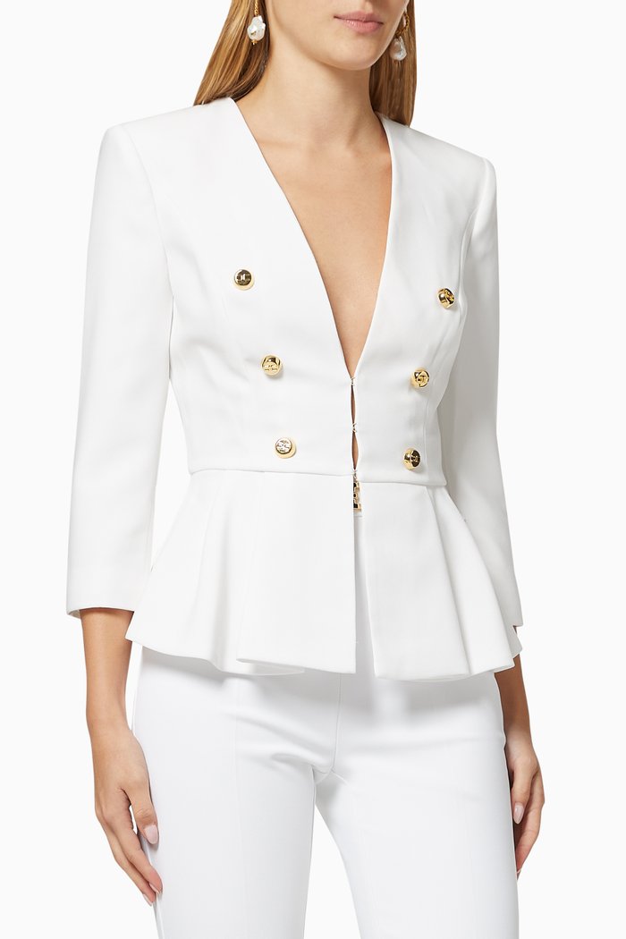

Peplum Jacket in Crêpe, White
