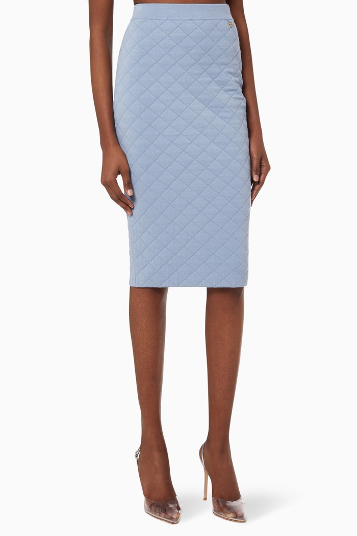 

Pencil Skirt in Quilted Stitch, Blue