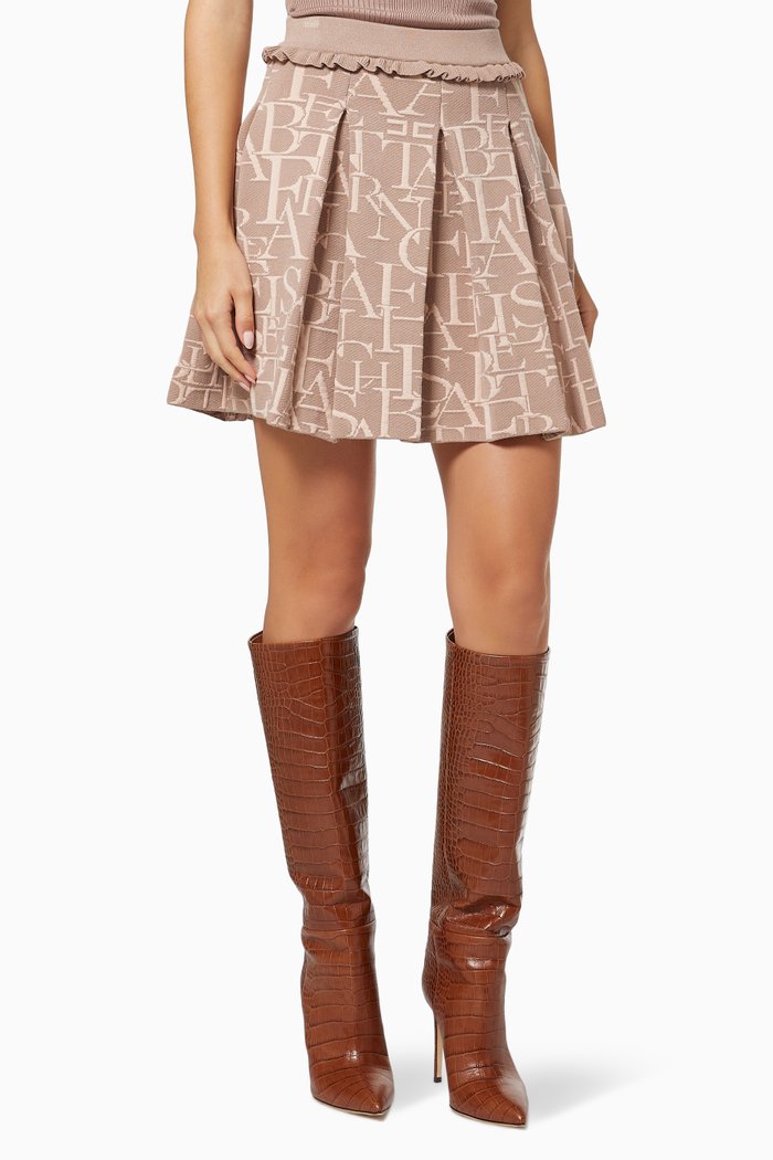 

Mini Skirt in Logo Lettering Jacquard Knit, Pink