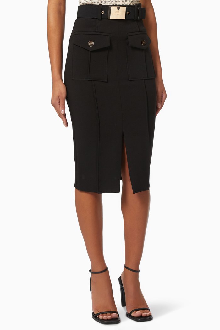 

Utilitarian Pencil Skirt in Crêpe, Black