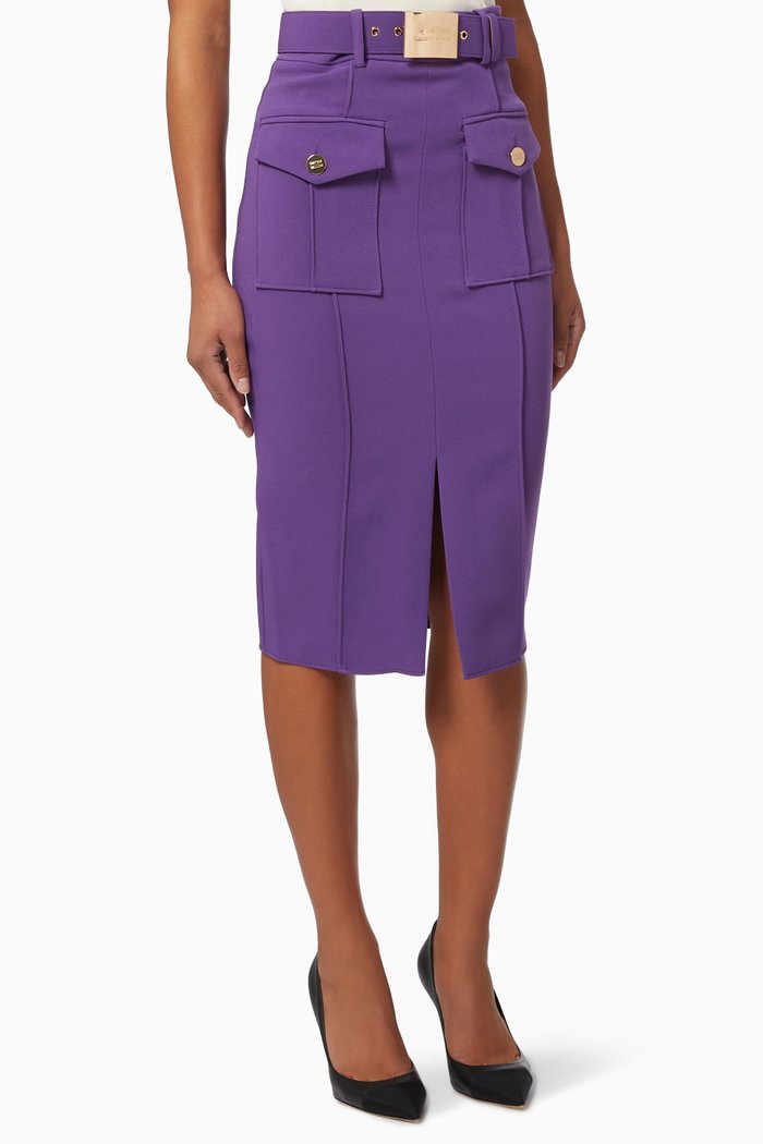 

Utilitarian Pencil Skirt in Crêpe, Purple