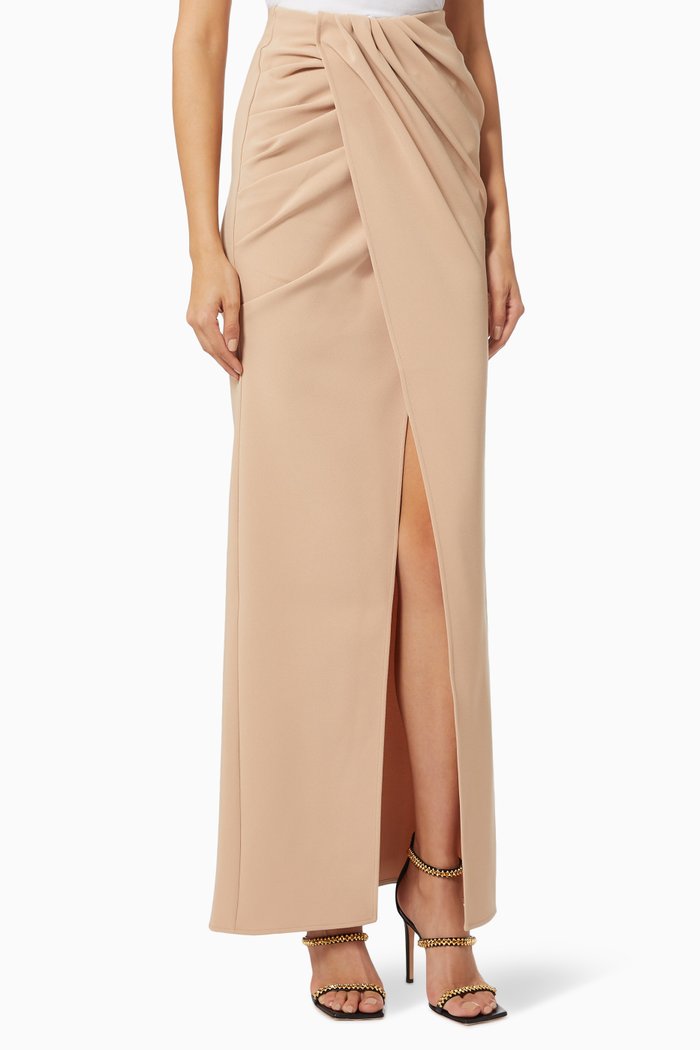 

Frisè Long Skirt in Crêpe, Brown