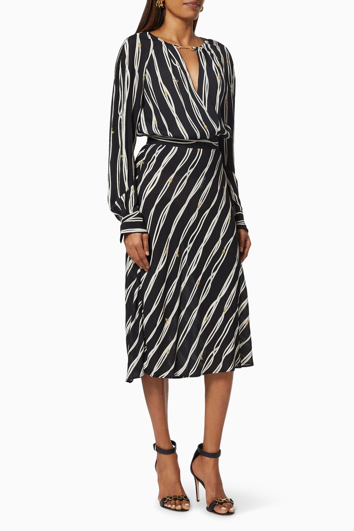 

Midi Dress in Logo Belt Viscose, Black