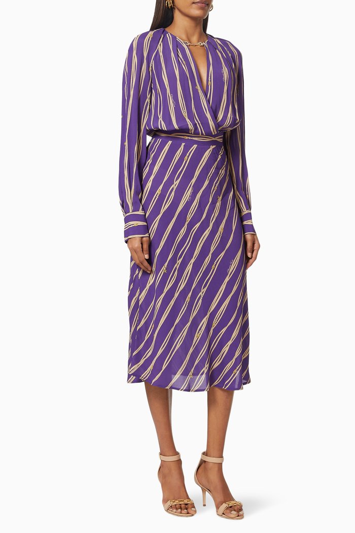 

Midi Dress in Logo Belt Viscose, Multicolour