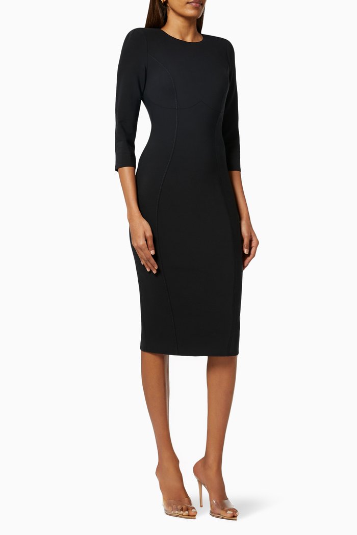 

Midi Dress in Textured Fabric, Black
