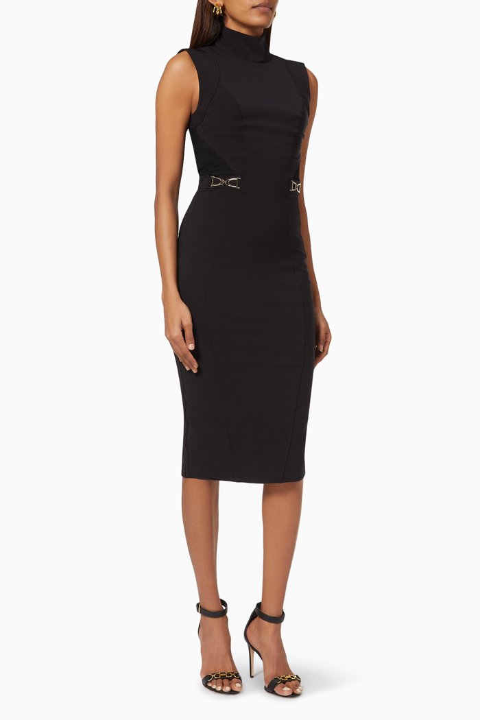 

Midi Dress in Textured Fabric, Black