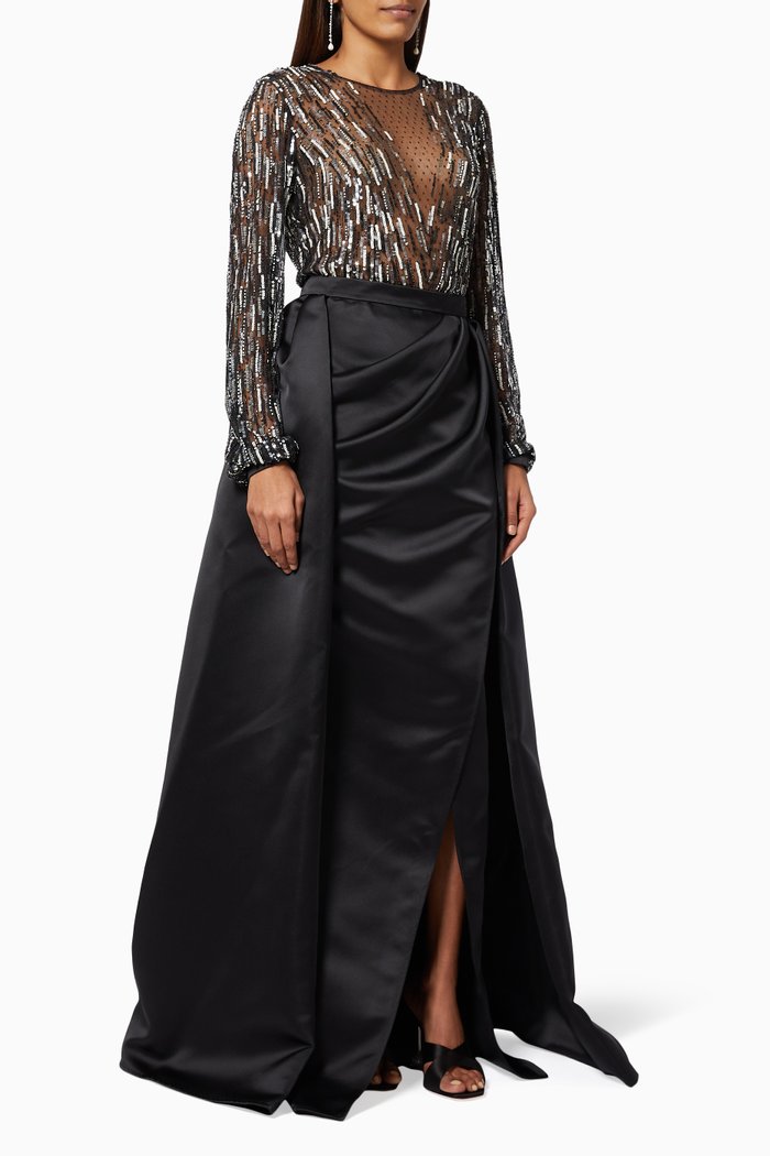 

Divisible Gown in Sequin Tulle & Duchess Satin, Black