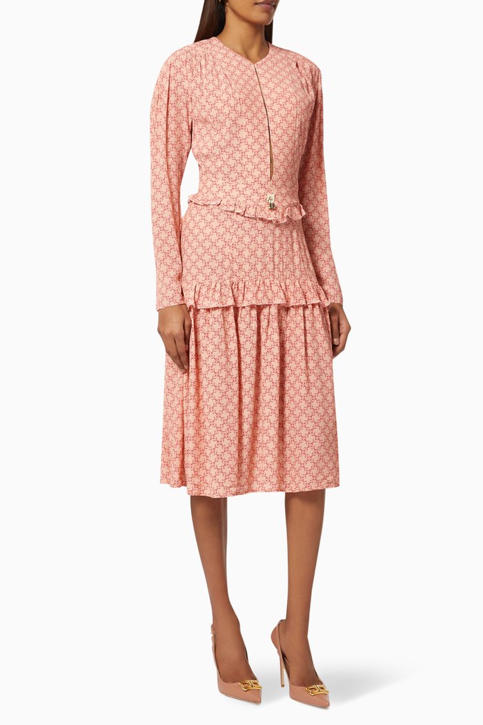 

Midi Dress in Micro Padlock Chiffon, Red