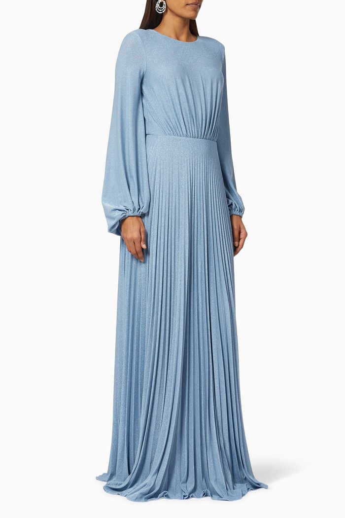 Maxi Dress in Lamé Jersey, Blue