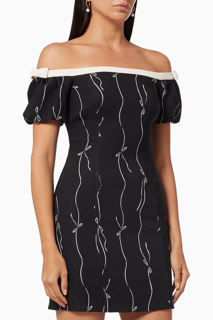 

Mini Dress in Bow Crêpe, Black
