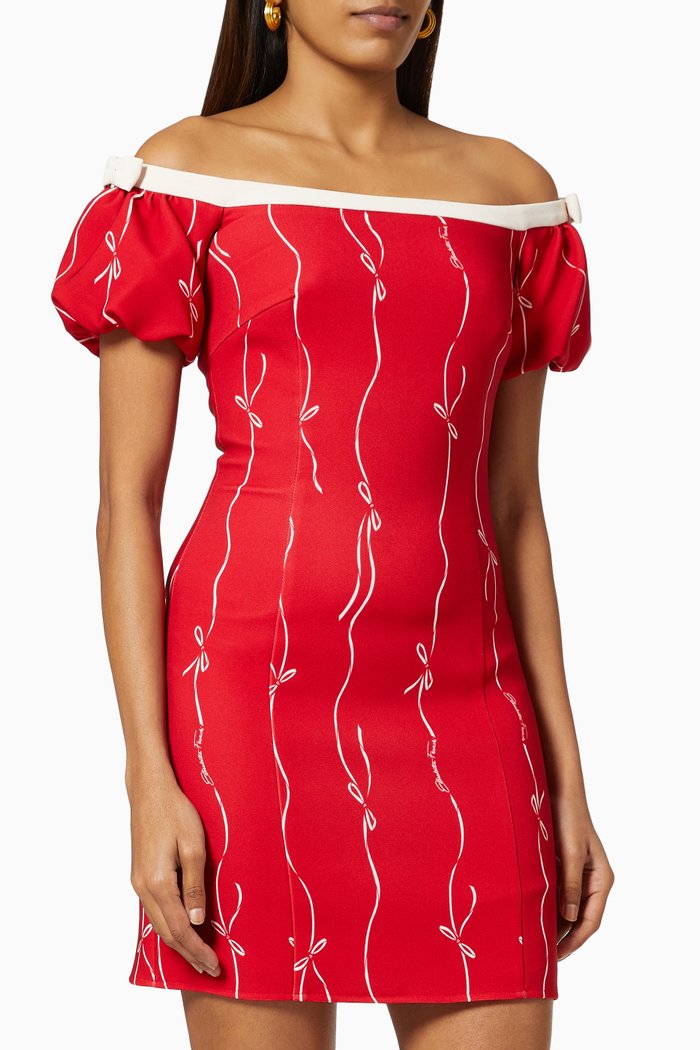 

Mini Dress in Bow Crêpe, Red