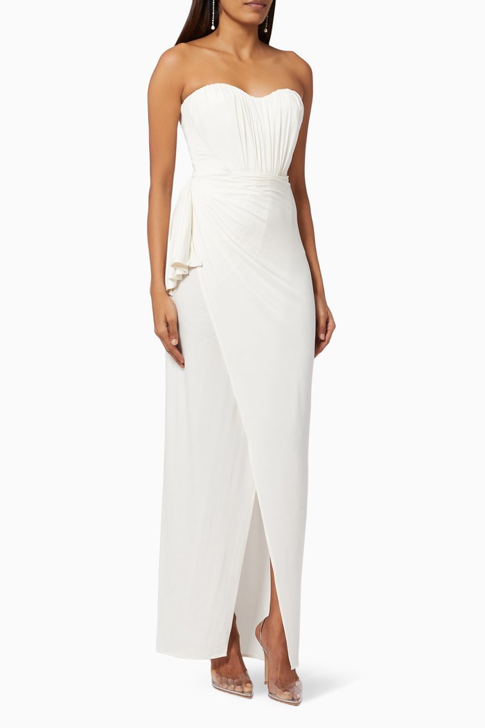 

Sweetheart Neckline Gown in Cupro Jersey, White