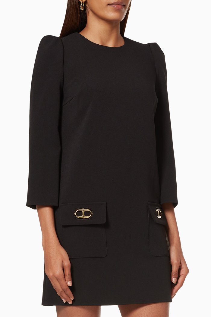 Boxy Dress in Crêpe, Black
