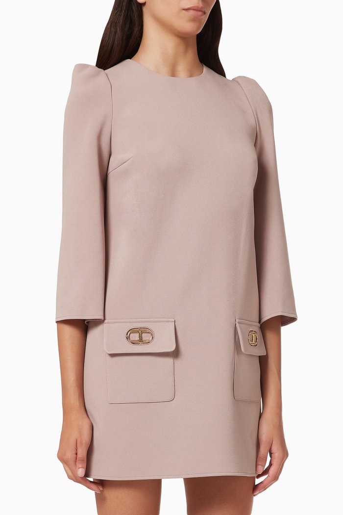 

Boxy Dress in Crêpe, Pink