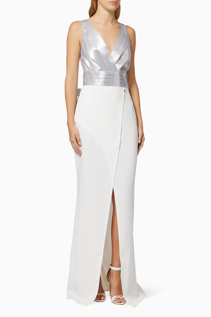 

Dress with Maxi Bow in Satin & Crêpe, Multicolour